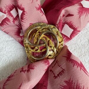 Vintage Gold Tone Ornate Scarf Ring / Slide Unisex